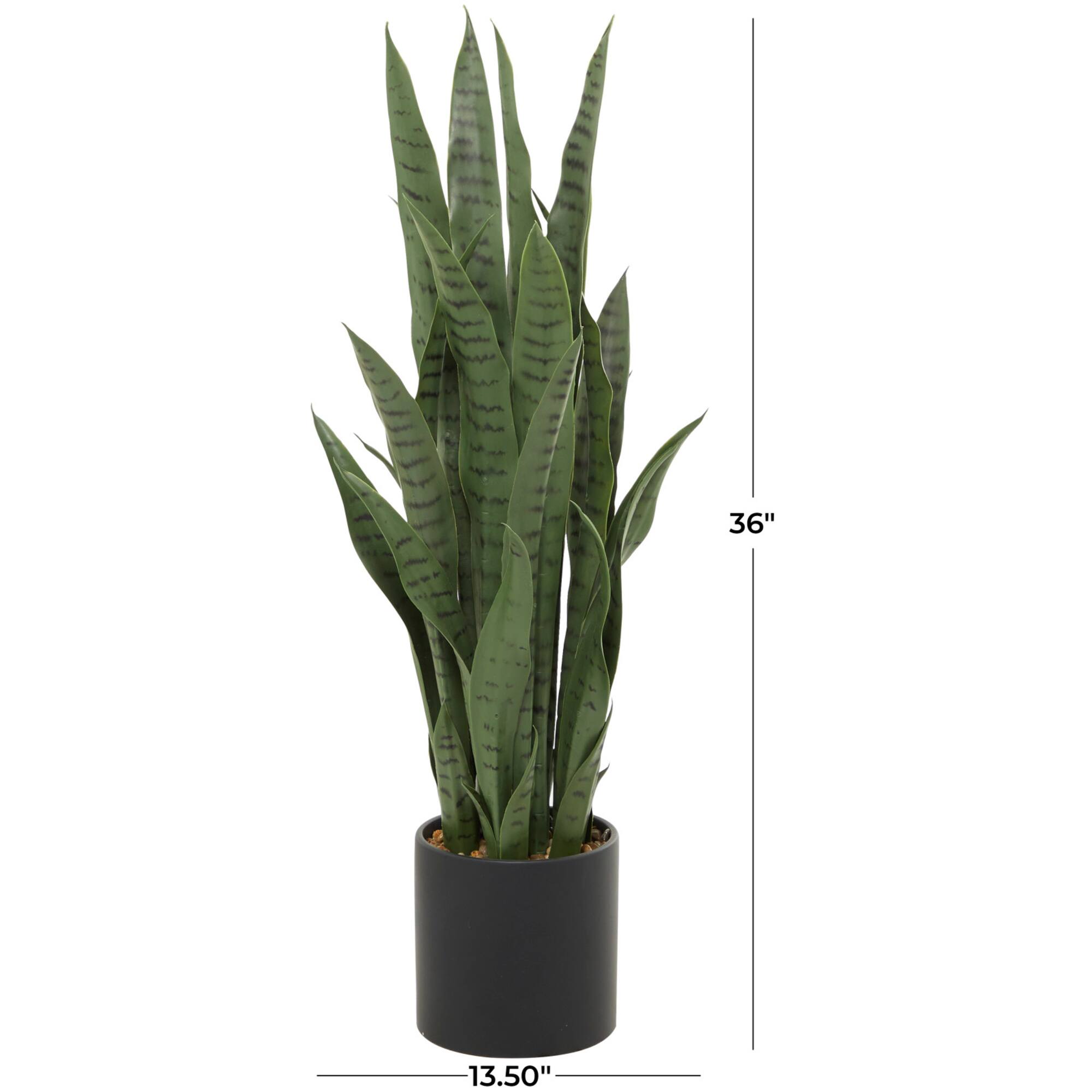 3ft. Green Faux Snake Foliage Artificial Plant with Black Porcelain Pot